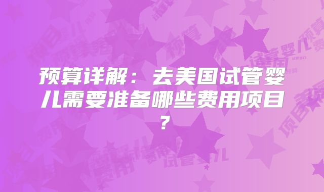 预算详解:去美国试管婴儿需要准备哪些费用项目?