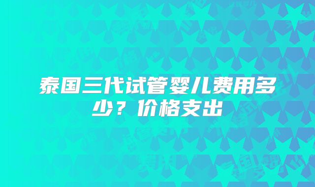 泰国三代试管婴儿费用多少?价格支出