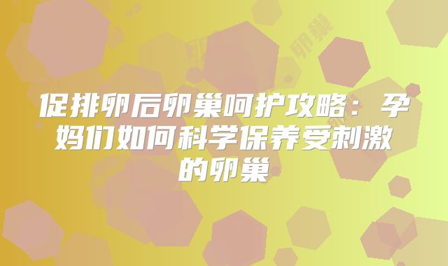 促排卵后卵巢呵护攻略:孕妈们如何科学保养受刺激的卵巢