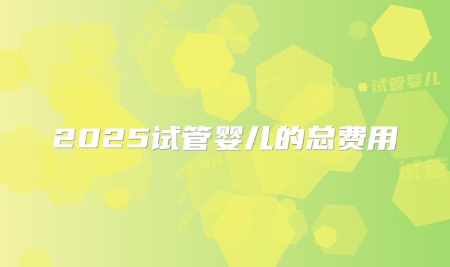 2025试管婴儿的总费用