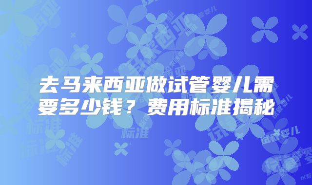 去马来西亚做试管婴儿需要多少钱？费用标准揭秘
