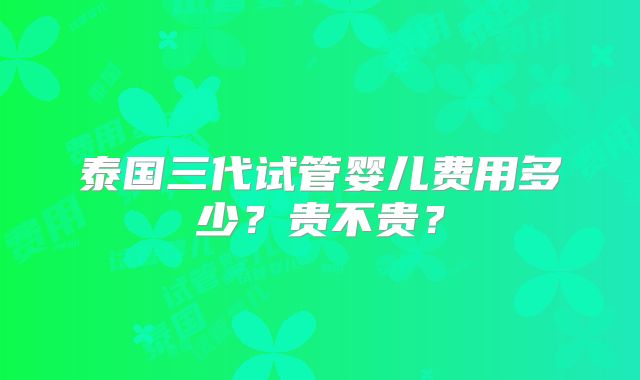 泰国三代试管婴儿费用多少?贵不贵?