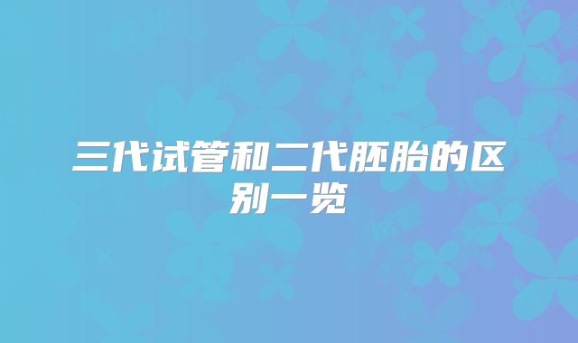三代试管和二代胚胎的区别一览