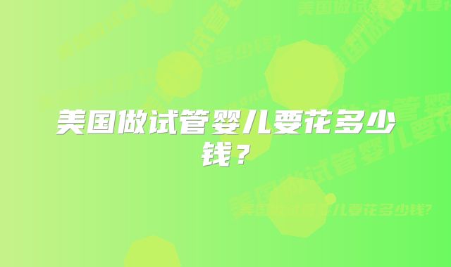 美国做试管婴儿要花多少钱？