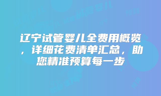 辽宁试管婴儿全费用概览，详细花费清单汇总，助您精准预算每一步