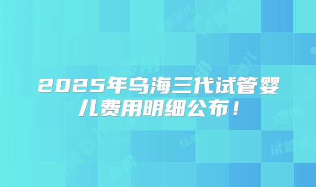2025年乌海三代试管婴儿费用明细公布!