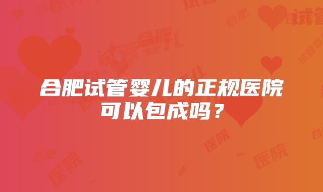 合肥试管婴儿的正规医院可以包成吗？