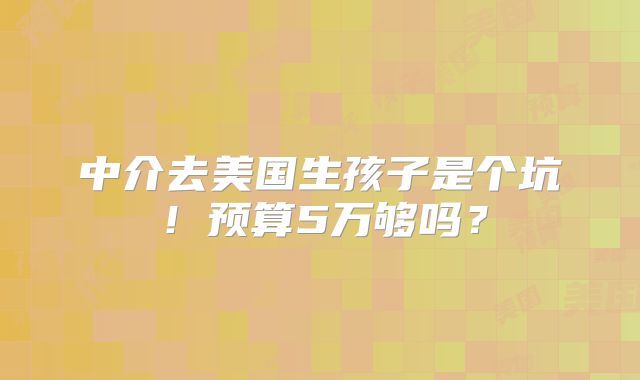 中介去美国生孩子是个坑！预算5万够吗？