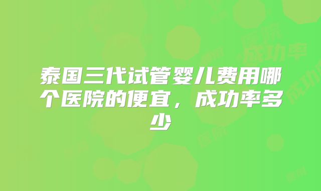泰国三代试管婴儿费用哪个医院的便宜，成功率多少