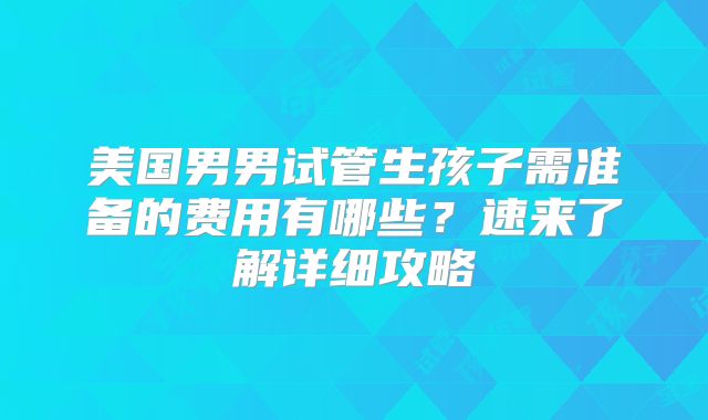 美国男男试管生孩子需准备的费用有哪些?速来了解详细攻略
