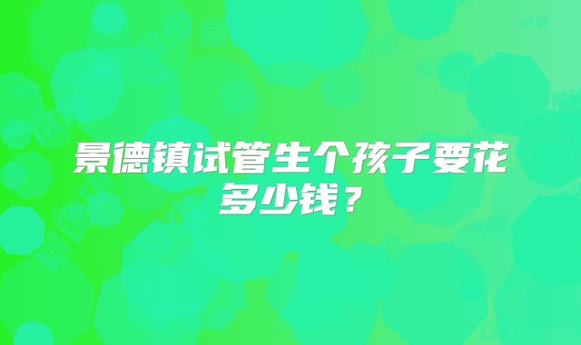 景德镇试管生个孩子要花多少钱？
