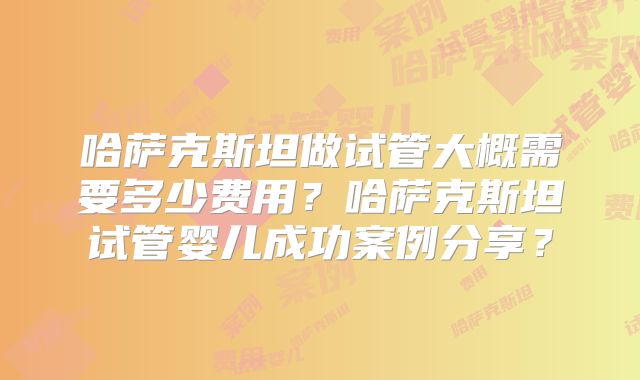 哈萨克斯坦做试管大概需要多少费用？哈萨克斯坦试管婴儿成功案例分享？