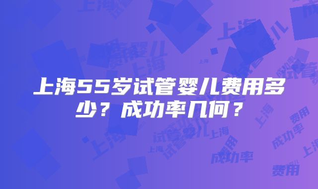 上海55岁试管婴儿费用多少？成功率几何？