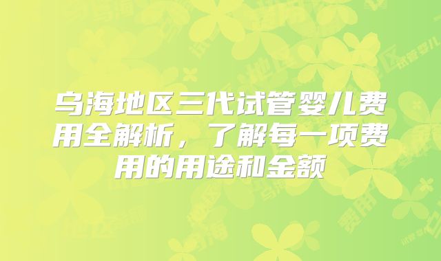 乌海地区三代试管婴儿费用全解析，了解每一项费用的用途和金额
