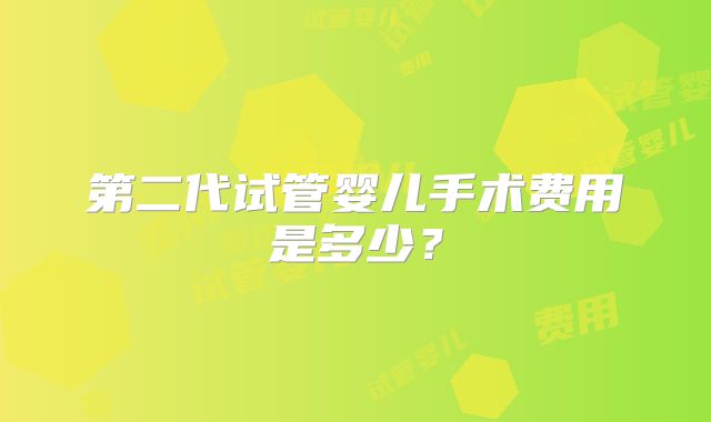 第二代试管婴儿手术费用是多少？