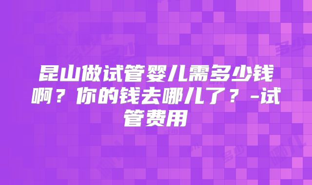 昆山做试管婴儿需多少钱啊？你的钱去哪儿了？-试管费用