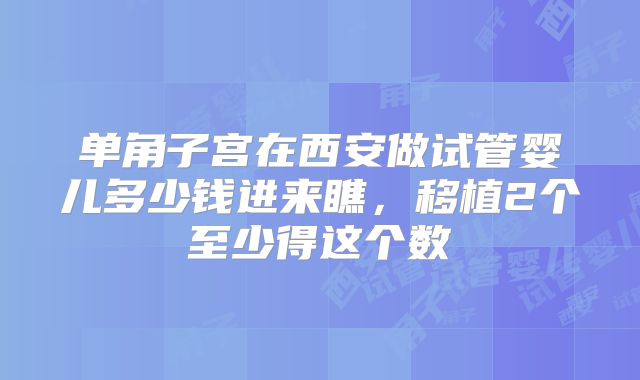 单角子宫在西安做试管婴儿多少钱进来瞧，移植2个至少得这个数