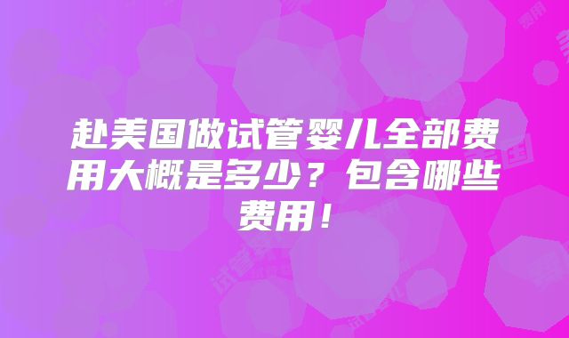 赴美国做试管婴儿全部费用大概是多少?包含哪些费用!