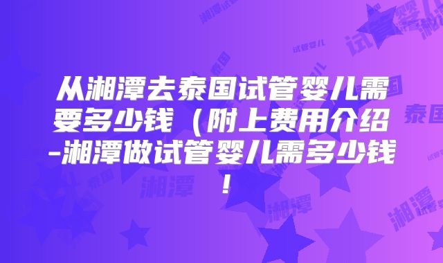 从湘潭去泰国试管婴儿需要多少钱(附上费用介绍-湘潭做试管婴儿需多少钱!