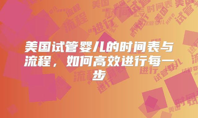美国试管婴儿的时间表与流程，如何高效进行每一步
