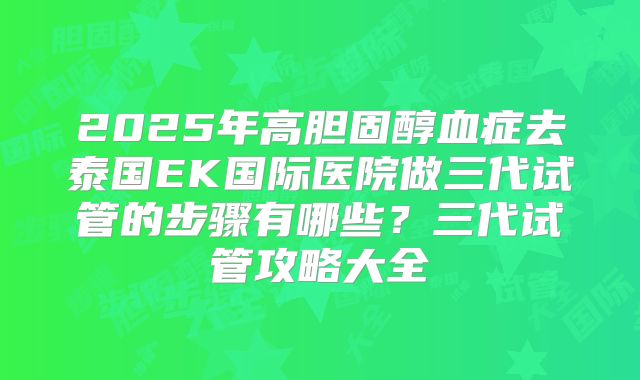 2025年高胆固醇血症去泰国EK国际医院做三代试管的步骤有哪些？三代试管攻略大全