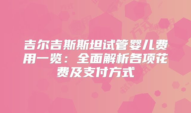 吉尔吉斯斯坦试管婴儿费用一览：全面解析各项花费及支付方式
