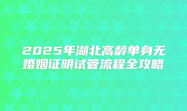 2025年湖北高龄单身无婚姻证明试管流程全攻略