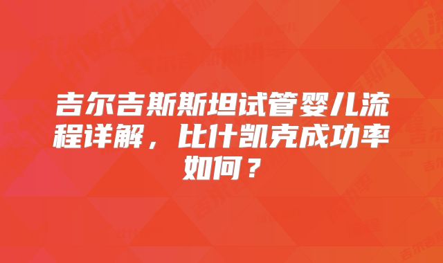 吉尔吉斯斯坦试管婴儿流程详解，比什凯克成功率如何？