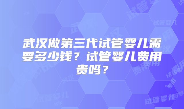 武汉做第三代试管婴儿需要多少钱？试管婴儿费用贵吗？