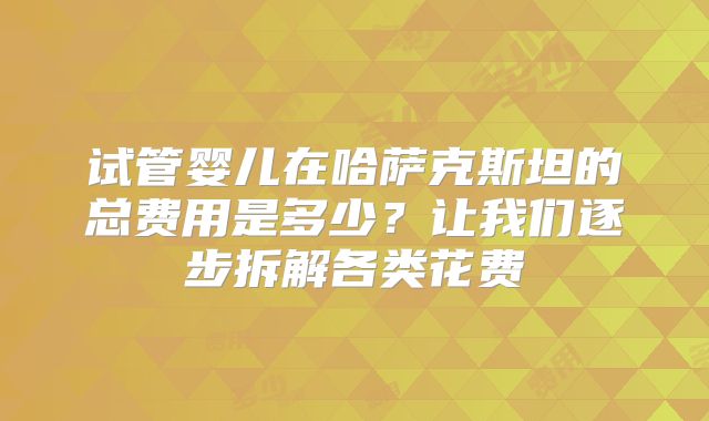 试管婴儿在哈萨克斯坦的总费用是多少？让我们逐步拆解各类花费