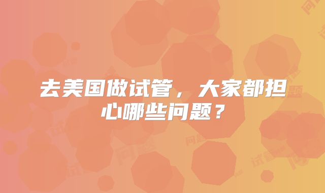 去美国做试管，大家都担心哪些问题？