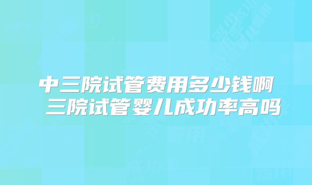 中三院试管费用多少钱啊 三院试管婴儿成功率高吗