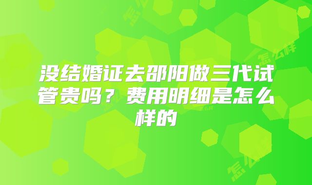 没结婚证去邵阳做三代试管贵吗？费用明细是怎么样的