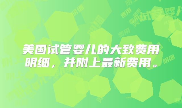 美国试管婴儿的大致费用明细,并附上最新费用。