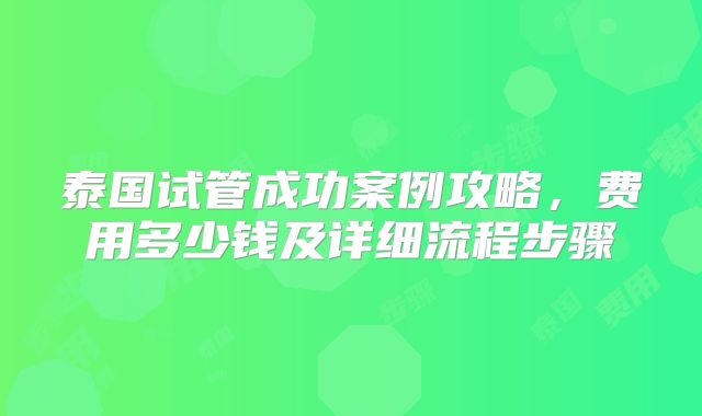泰国试管成功案例攻略，费用多少钱及详细流程步骤