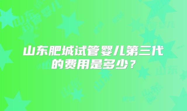 山东肥城试管婴儿第三代的费用是多少？