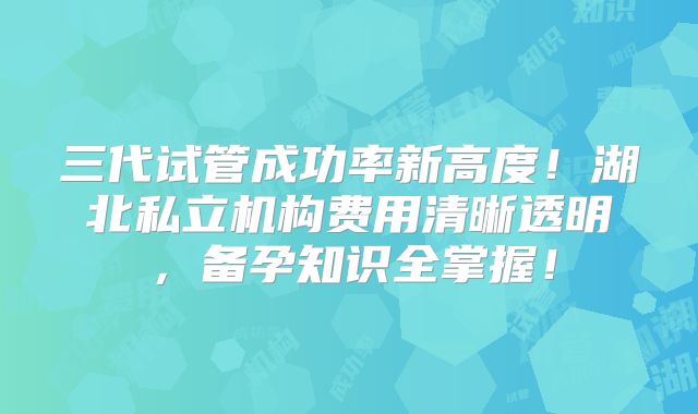 三代试管成功率新高度!湖北私立机构费用清晰透明,备孕知识全掌握!