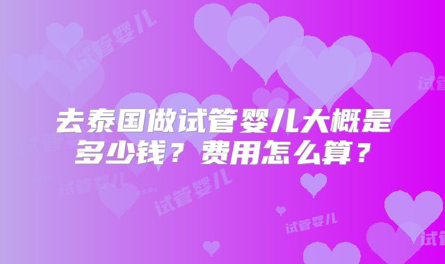 去泰国做试管婴儿大概是多少钱?费用怎么算?