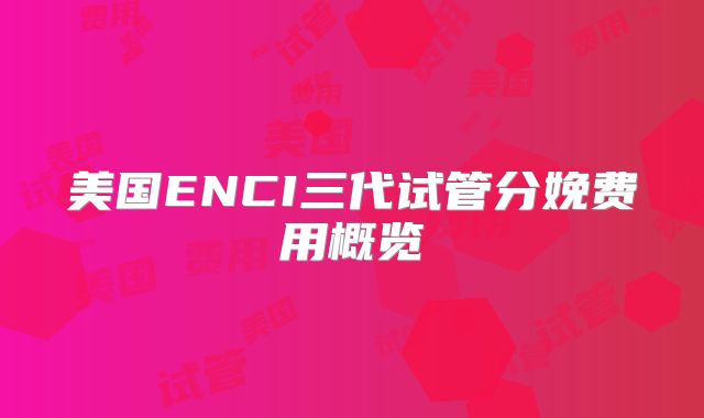 美国ENCI三代试管分娩费用概览