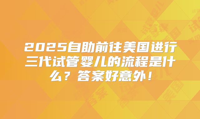 2025自助前往美国进行三代试管婴儿的流程是什么？答案好意外！