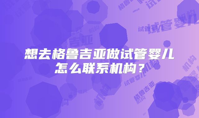 想去格鲁吉亚做试管婴儿怎么联系机构？
