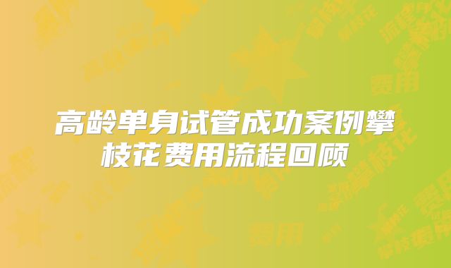 高龄单身试管成功案例攀枝花费用流程回顾