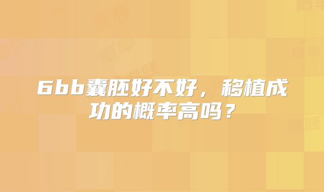 6bb囊胚好不好,移植成功的概率高吗?