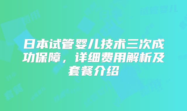 日本试管婴儿技术三次成功保障，详细费用解析及套餐介绍