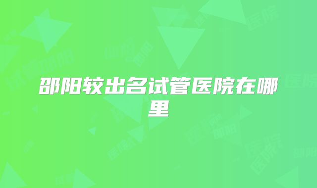 邵阳较出名试管医院在哪里
