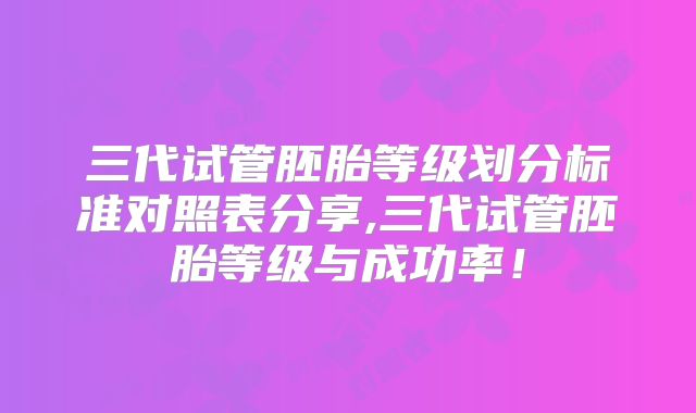 三代试管胚胎等级划分标准对照表分享,三代试管胚胎等级与成功率！