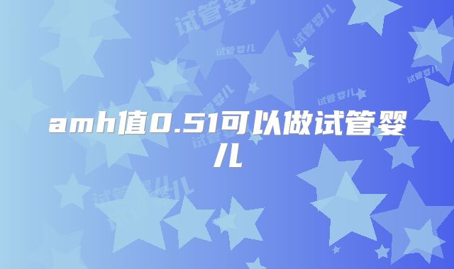 amh值0.51可以做试管婴儿