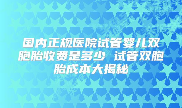 国内正规医院试管婴儿双胞胎收费是多少 试管双胞胎成本大揭秘