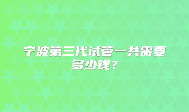 宁波第三代试管一共需要多少钱？