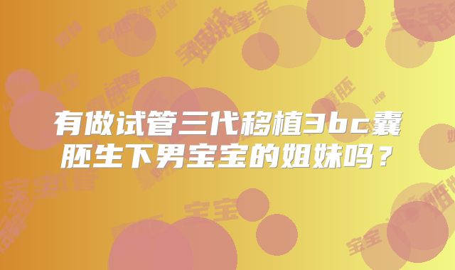 有做试管三代移植3bc囊胚生下男宝宝的姐妹吗？